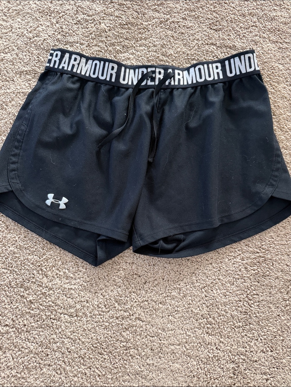Under Armour Women’s Black Athletic Shorts with Logo Waistband